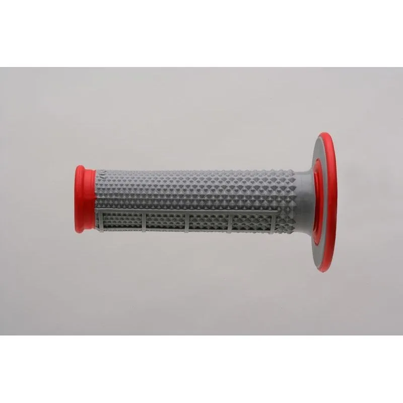 Revêtements de poignées RENTHAL MX Taper picots/semi-gauffré gris/rouge
