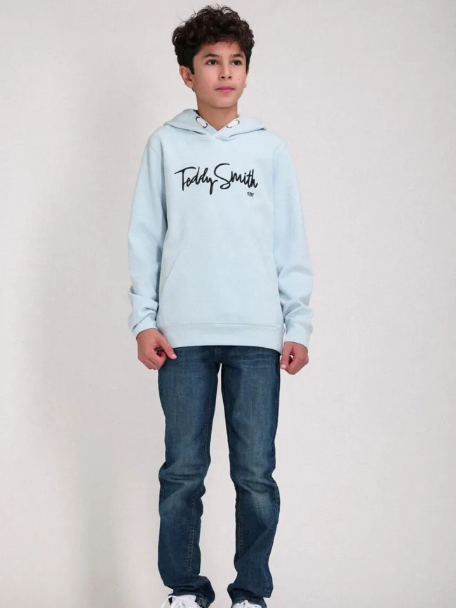 Sweat evry hoody bleu ciel garçon - Teddy Smith | wimod